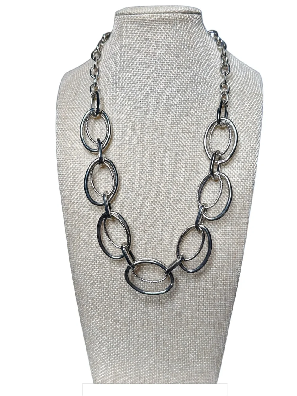 Silver Oval Link Statement Necklace - Women Jewelry